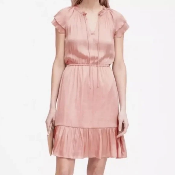 banana republic pink ruffle dress Banana Republic Pink Swing Dress